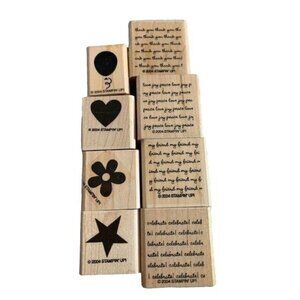 Stampin Up Mini Messages Rubber Stamp Set  Balloons Heart Star Flower Designs  H